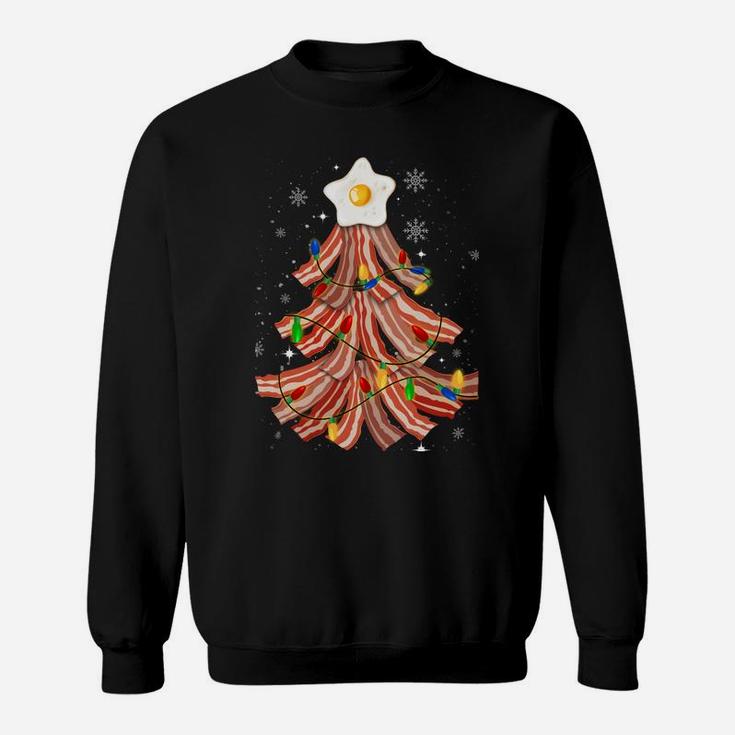 Bacon Christmas Tree Egg Top Xmas | Funny Pork Lover Party Sweatshirt Sweatshirt