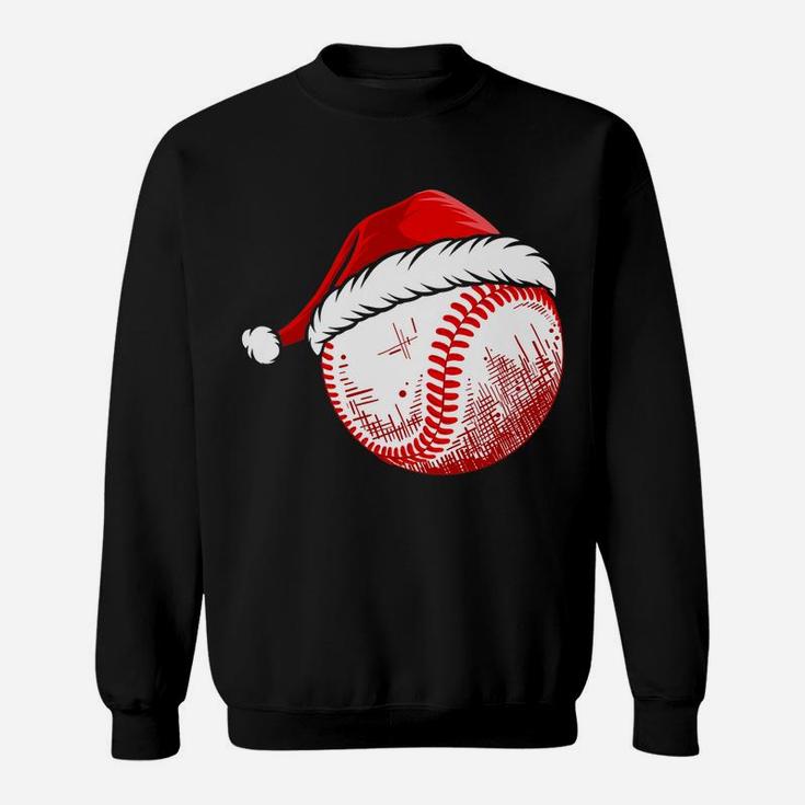 Baseball Wearing Santa Hat Funny Baseball Christmas Matching Sweatshirt