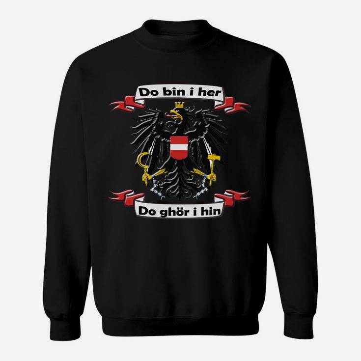 Bayrisches Löwen-Sweatshirt Do bin i her, Do g'ehr i hin, Lustiges Spruch-Sweatshirt