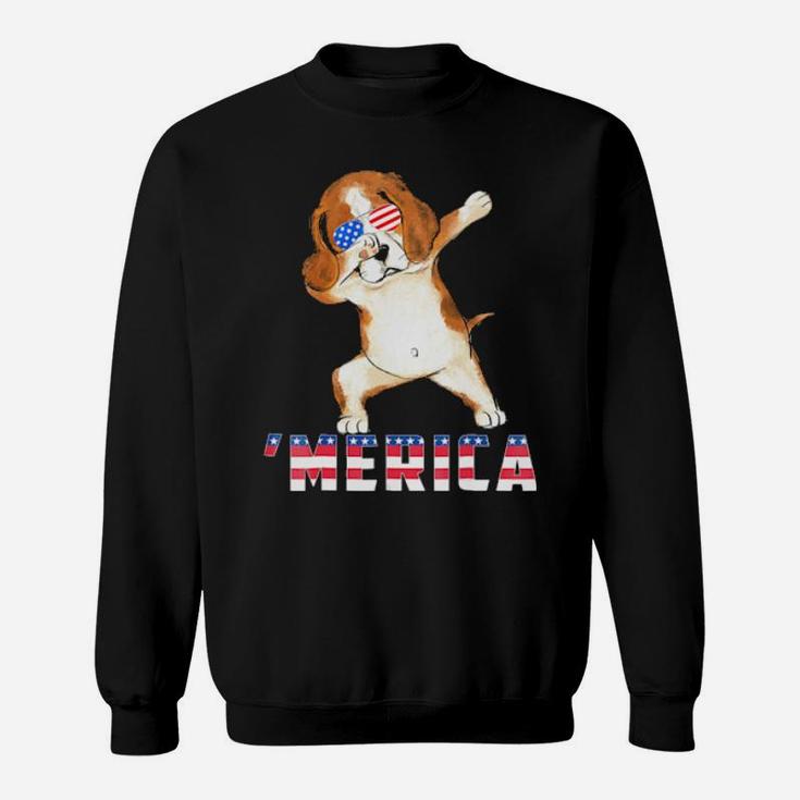 Beagle Merica 4Th Of July   Dog Lover Gift Sweatshirt