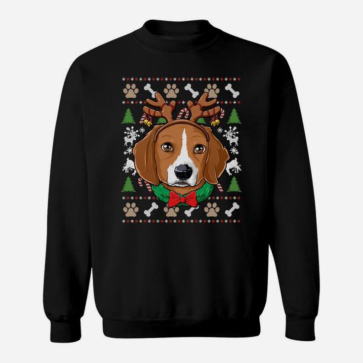 Beagle Ugly Christmas Reindeer Antlers Xmas Girls Kids Women Sweatshirt Sweatshirt