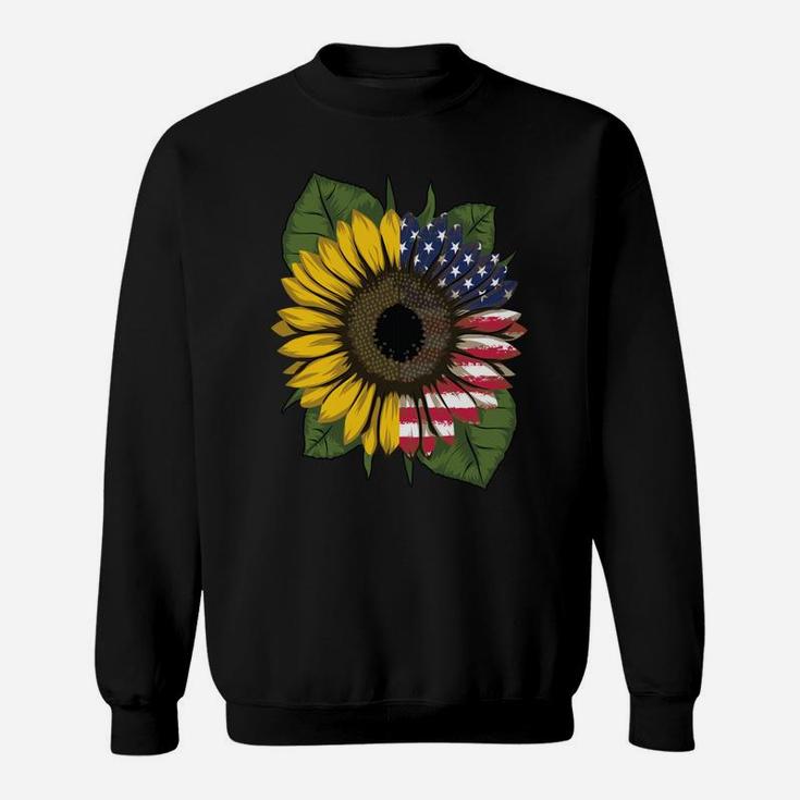 Beautiful Sunflower American Flag Patriotic Women Christmas Sweatshirt