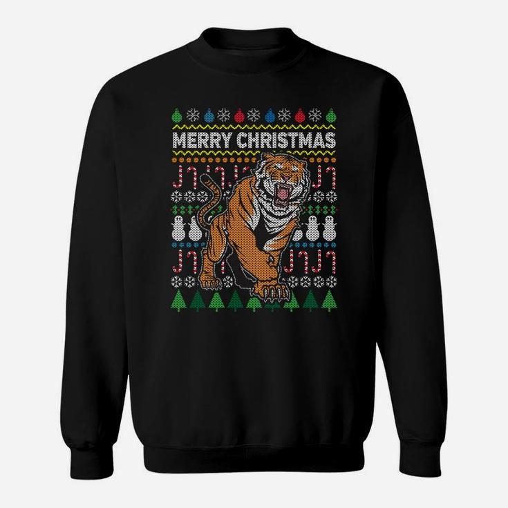 Beautiful Tiger Merry Christmas Ugly Xmas Big Cat Design Sweatshirt Sweatshirt