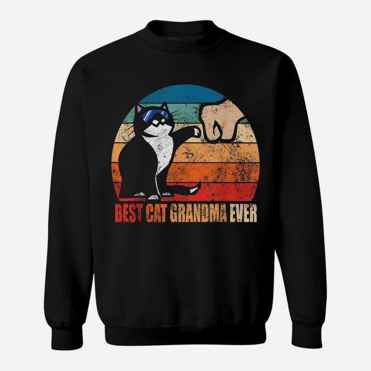Best Cat Grandma Ever Fist Bump Funny Nana Gift Sweatshirt