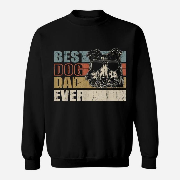 Best Dog Dad Ever Funny Glasses Rough Collie Retro Sweatshirt