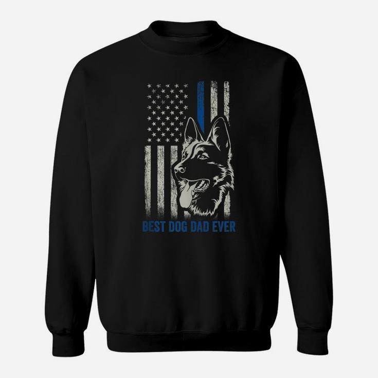 Best German Shepherd Dad Ever Dog K9 Blue Line Flag Police Sweatshirt
