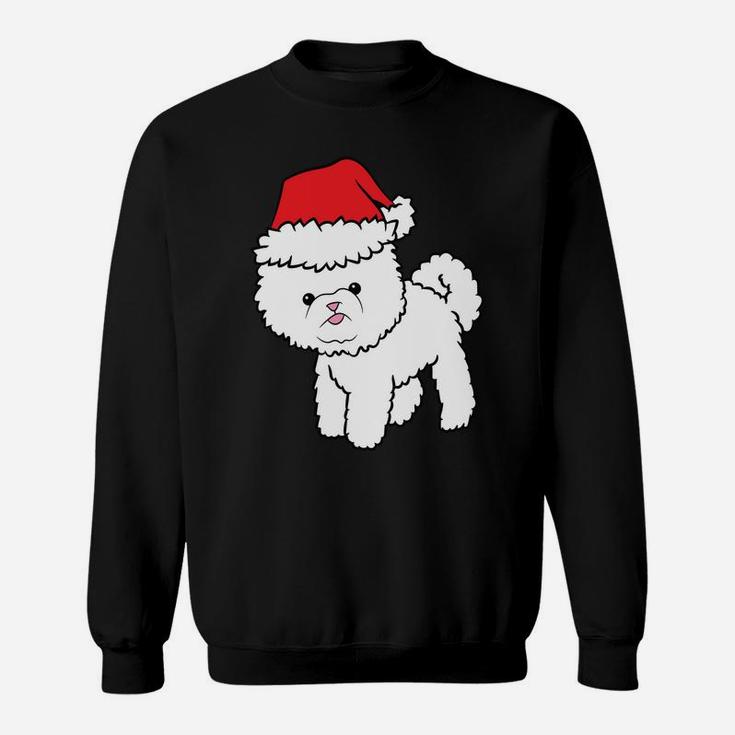 Bichon Frise Dog With Santa Hat Christmas Bichon Frise Sweatshirt