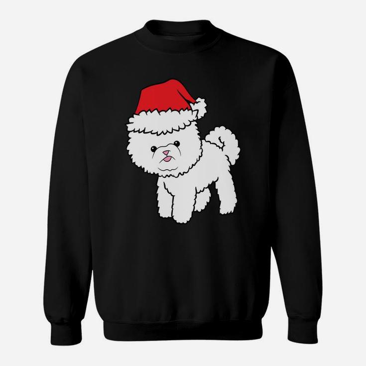 Bichon Frise Dog With Santa Hat Christmas Bichon Frise Sweatshirt Sweatshirt