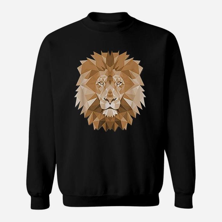 Big Lion Face Graphic Animal Polygon Sweatshirt