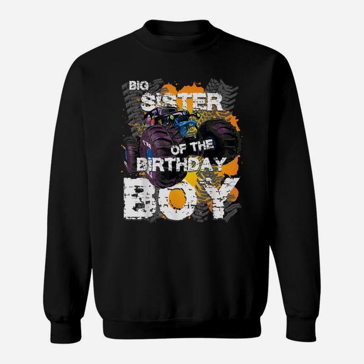 Big Sister Of The Birthday Boy Monster Truck Matching Sweatshirt