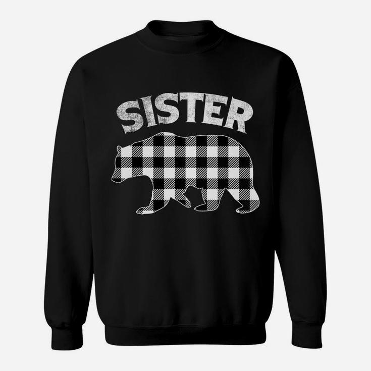 Black And White Buffalo Plaid Sister Bear Christmas Pajama Sweatshirt