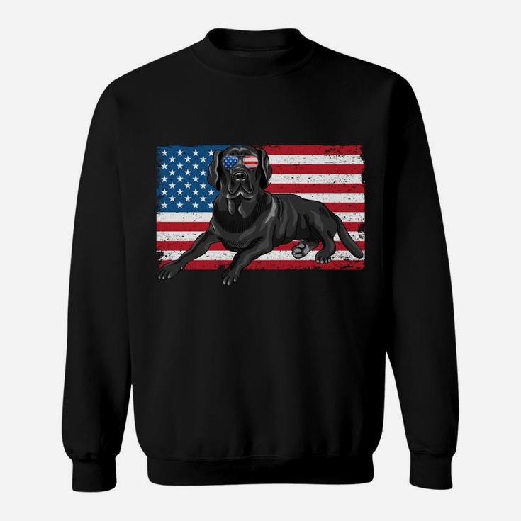 Black Labrador Retriever Black Lab Dad Mom American Flag Dog Sweatshirt