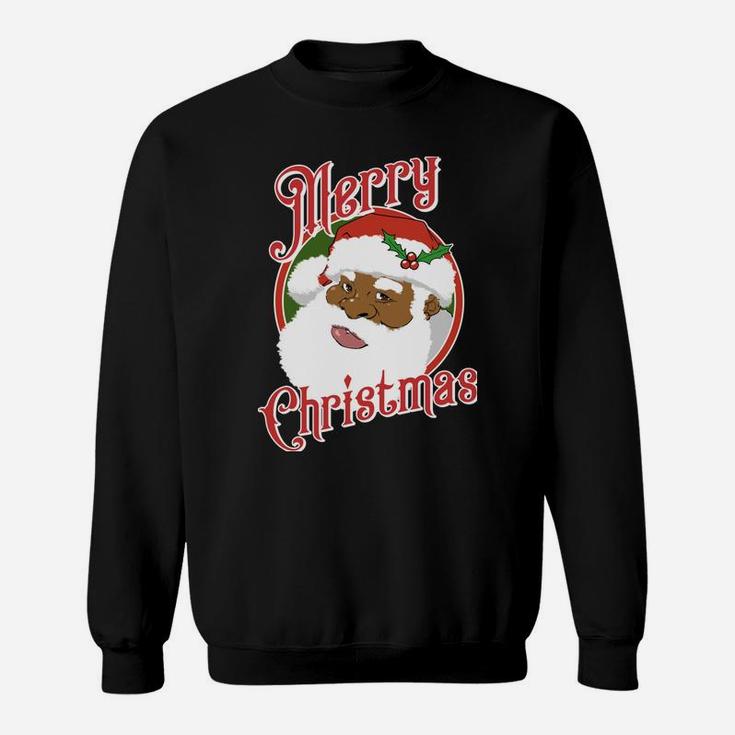Black Merry Christmas African American Santa Claus Sweatshirt