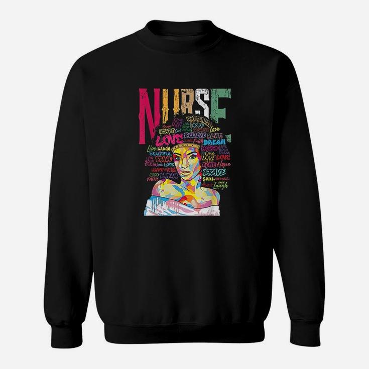 Black Woman Nurse Afro Retro Cool Black History Month Gift Sweatshirt