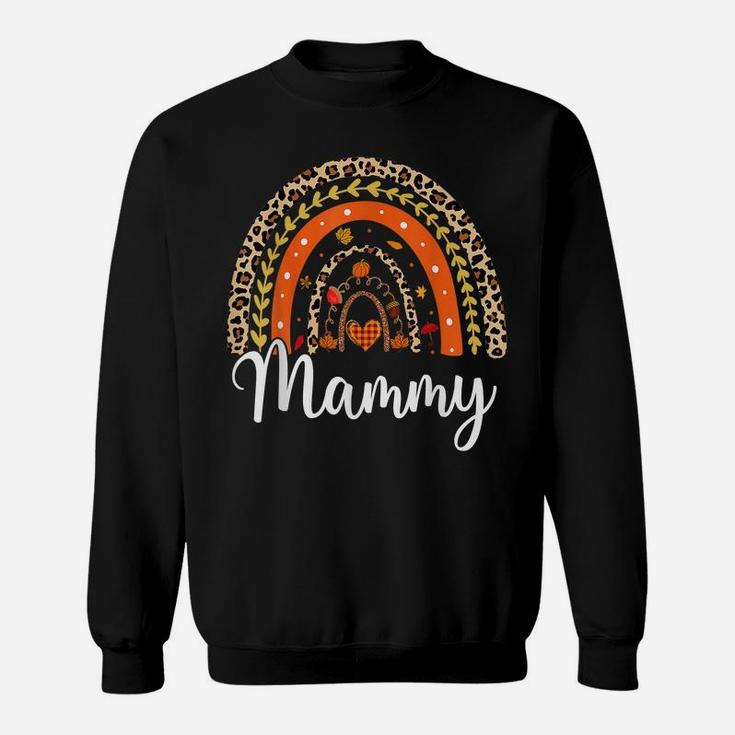 Blessed Mammy Funny Pumpkin Leopard Boho Rainbow Sweatshirt