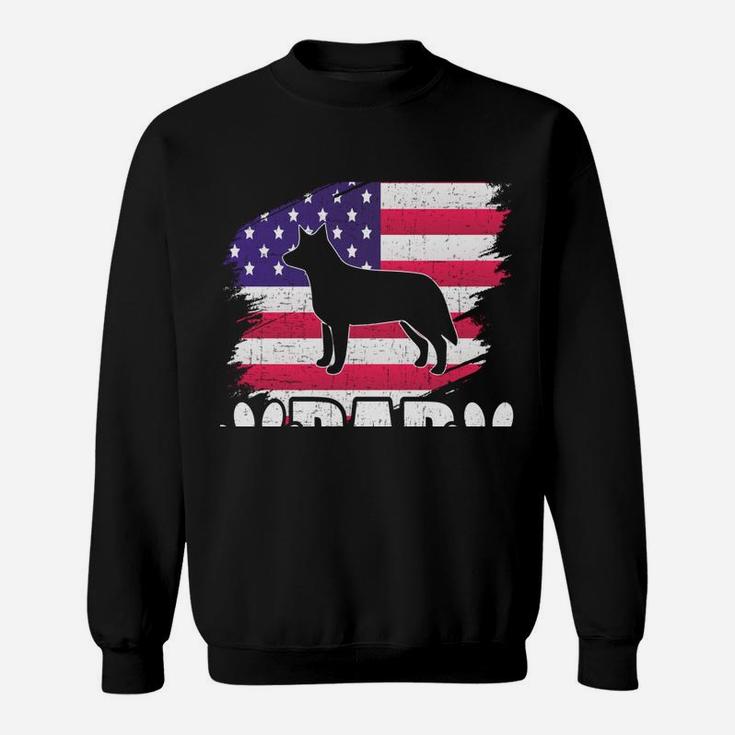 Blue Heeler Dad Dog Lover American Us Flag Sweatshirt Sweatshirt