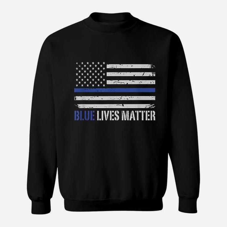 Blue Lives Matter Thin Blue Line American Flag Sweatshirt