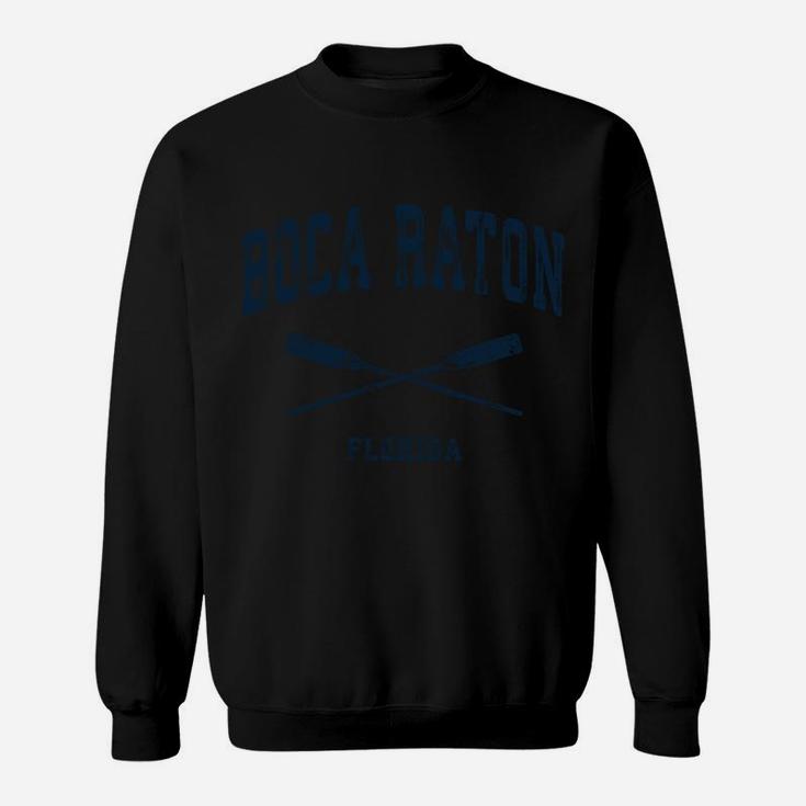Boca Raton Florida Vintage Nautical Crossed Oars Navy Sweatshirt Sweatshirt