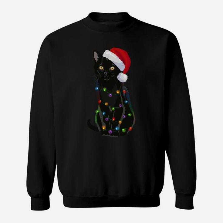 Bombay Cat Christmas Lights Xmas Cat Lover Santa Hat Sweatshirt Sweatshirt