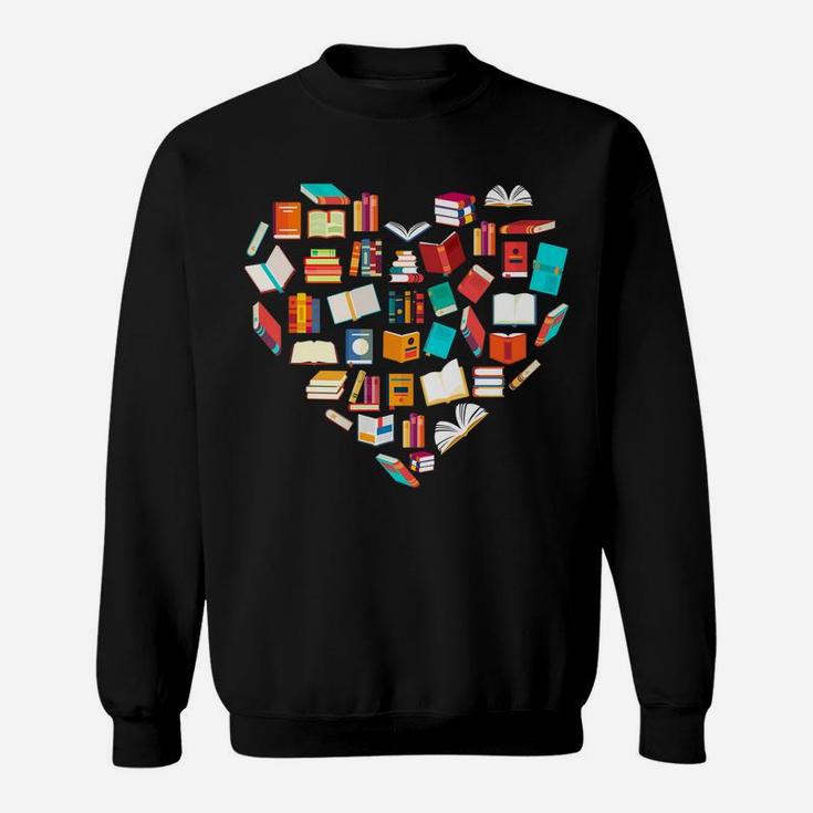Book Lover Heart Shape Reading Club Librarian Bookworm Gift Sweatshirt