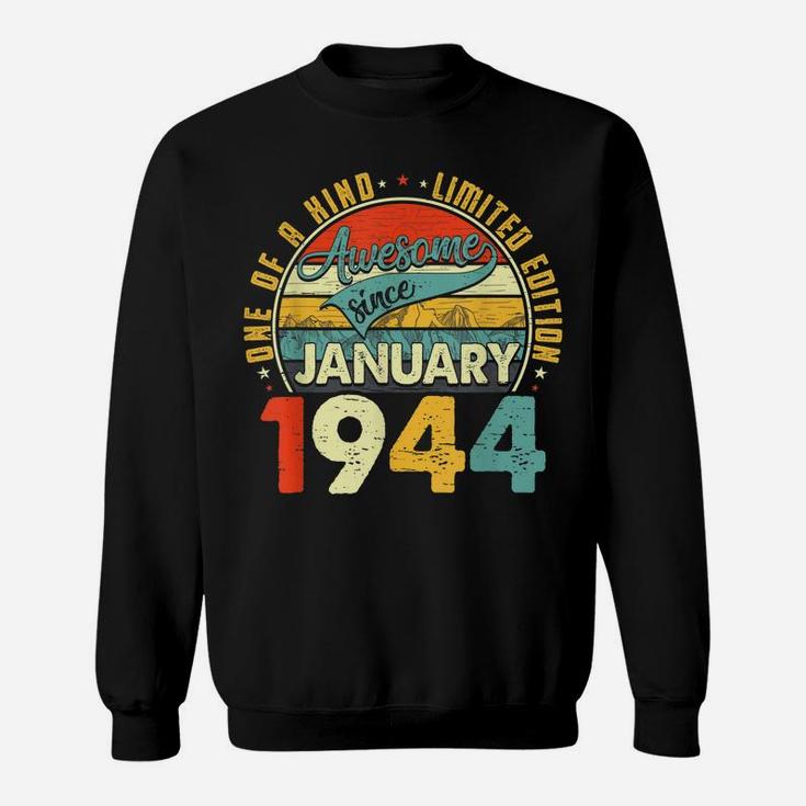 Born In January 1944 77Th Birthday Gift Retro 77 Years Old Sweatshirt