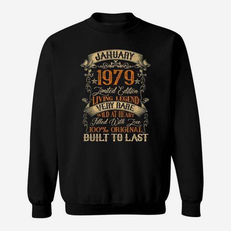Born In January 1979 Vintage 42 Years Old 42Nd Birthday Sweatshirt