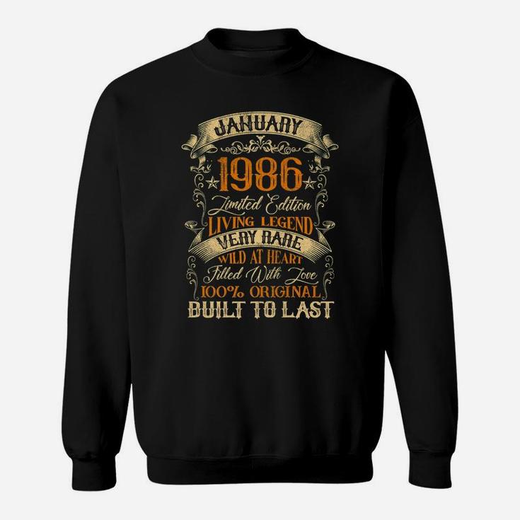 Born In January 1986 Vintage 35 Years Old 35Th Birthday Sweatshirt