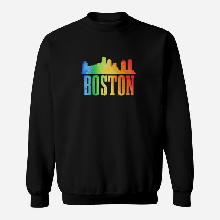 Boston Skyline Rainbow Lgbtq Gay Pride Massachusetts Sweatshirt