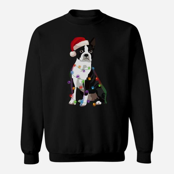 Boston Terrier Bostie Christmas Lights Xmas Dog Lover Sweatshirt Sweatshirt