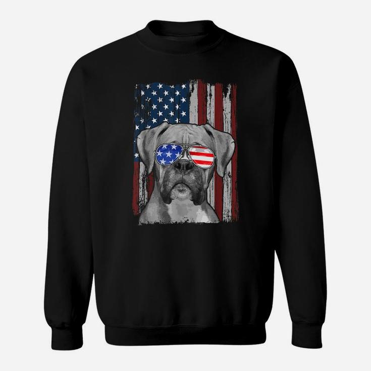 Boxer Dog American Flag 4Th Of July Patriotic Puppy Lover Sweatshirt