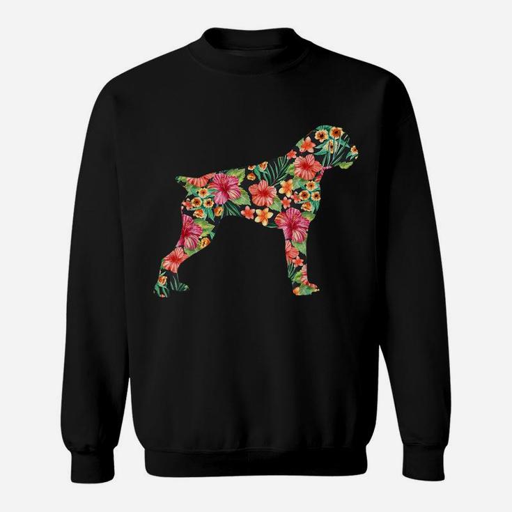Boxer Flower Funny Dog Silhouette Floral Gifts Women Men Sweatshirt
