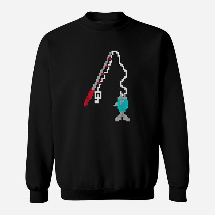 Boys Fishing Pixel Rod Fish Gamer Gift Gaming Sweatshirt
