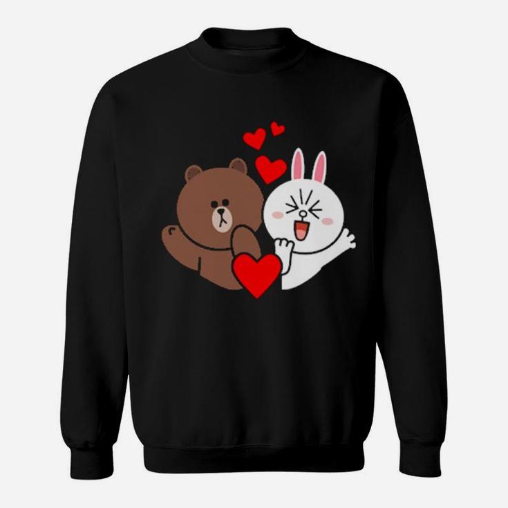 Brown Bear Cony Bunny Rabbit Love & Kisses For You Valentine Sweatshirt