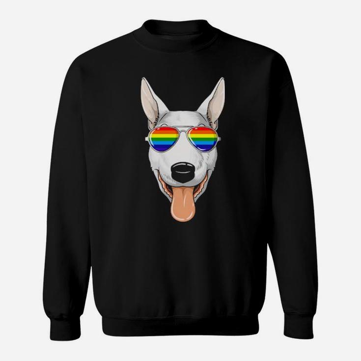 Bull Terrier Gay Pride Flag Lgbt Rainbow Sunglasses Sweatshirt