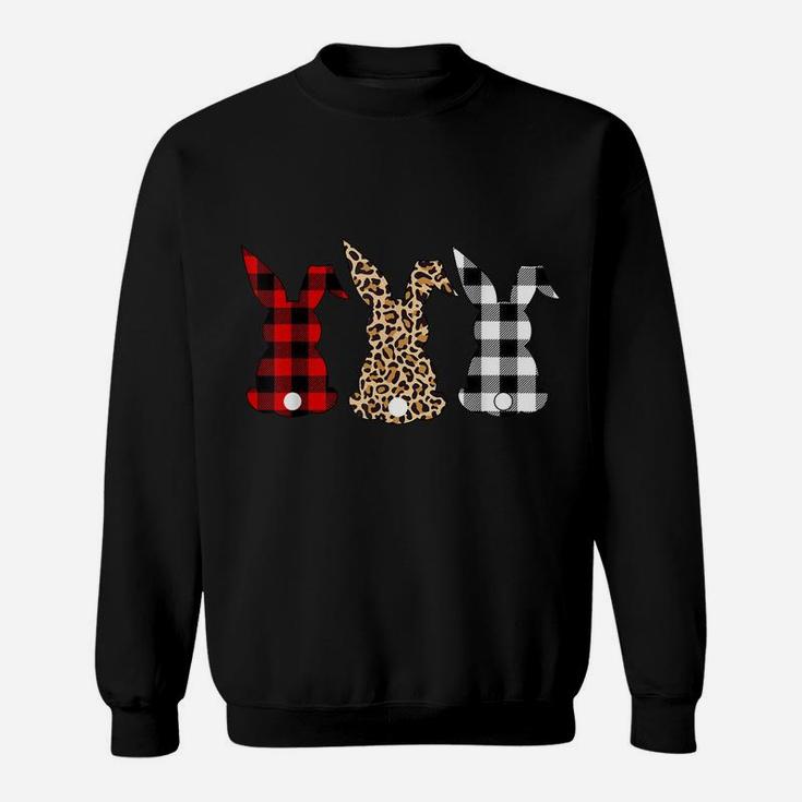 Bunny Rabbit Leopard Buffalo Plaid Easter Hunting Funny Gift Sweatshirt
