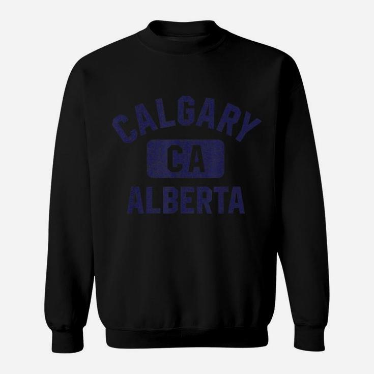 Calgary Ca Gym Style Distressed Navy Blue Print Sweatshirt
