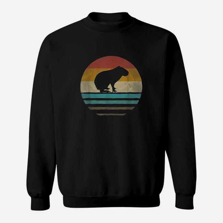 Capybara Retro Vintage 70S Silhouette Distressed Gift Sweatshirt