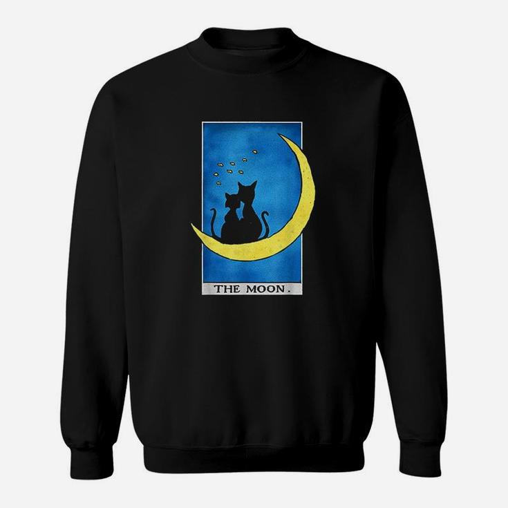 Cat And Moon Tarot With Two Cats And Crescent Moon Sweatshirt