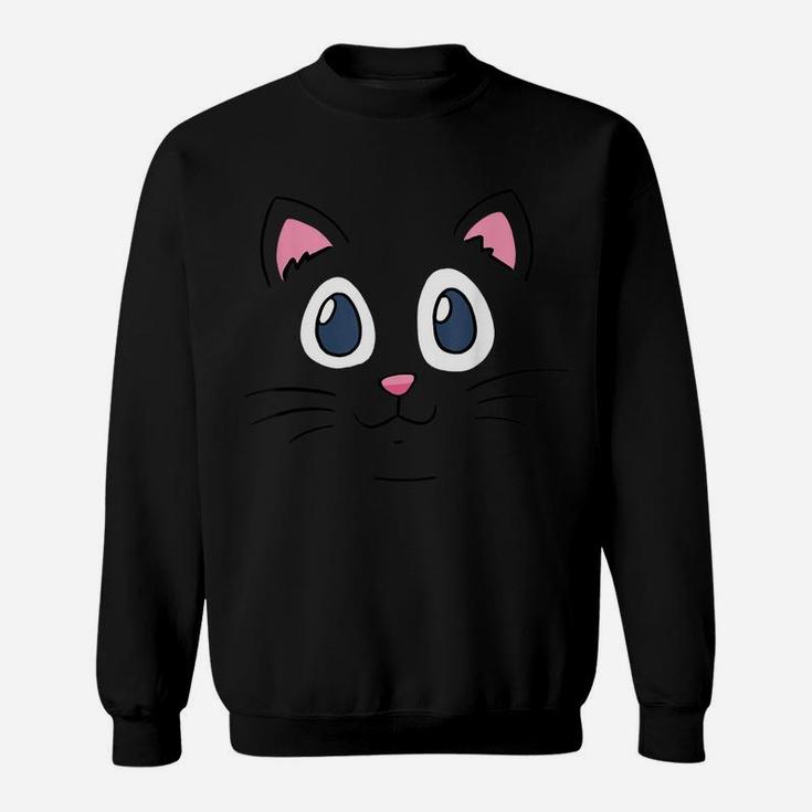 Cat Big Face Kitty Themed Gifts Pet Kitten Animal Lover Sweatshirt