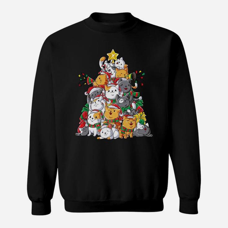 Cat Christmas Tree Meowy Catmas Xmas Kids Girls Boys Gifts Sweatshirt