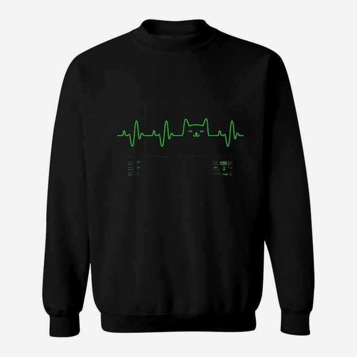 Cat Heartbeat Ecg Heart Love Cats Sweatshirt