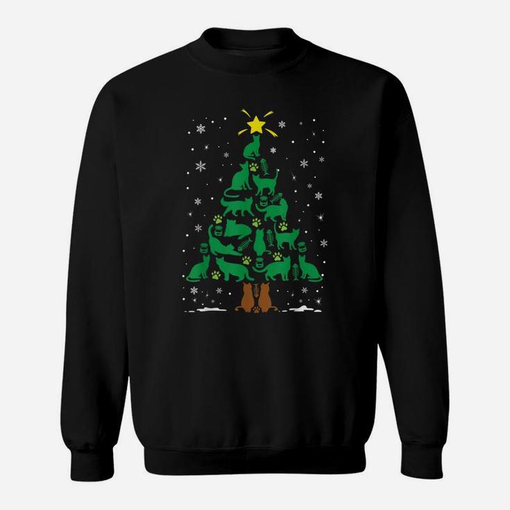 Cat Kitten Lovers Holiday Family Matching Christmas Tree Sweatshirt