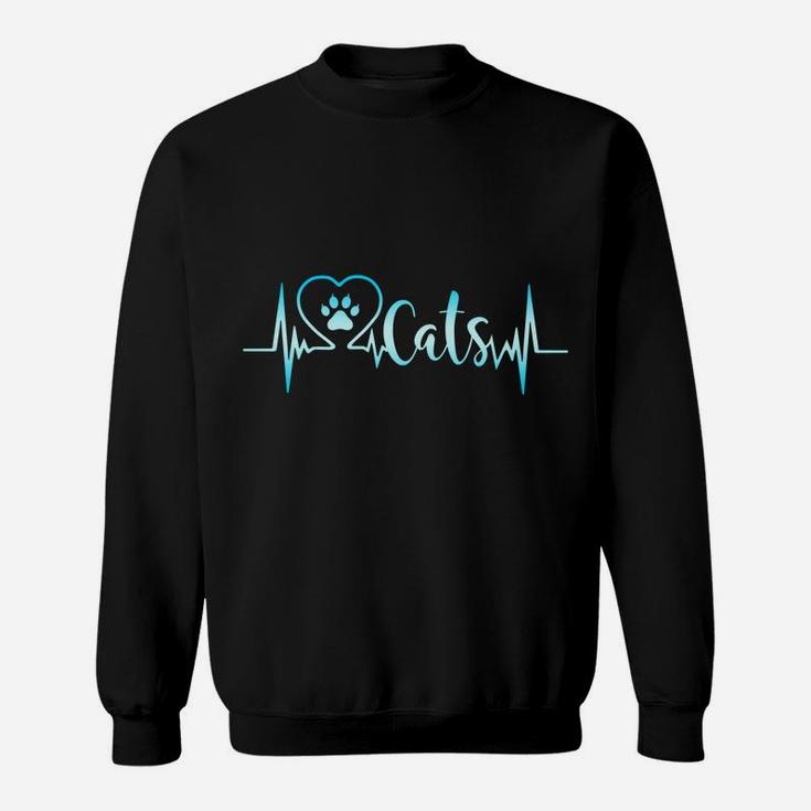 Cat Lovers, Cat Heartbeat, Cat Mom Gifts, Women Girls Kids Sweatshirt Sweatshirt