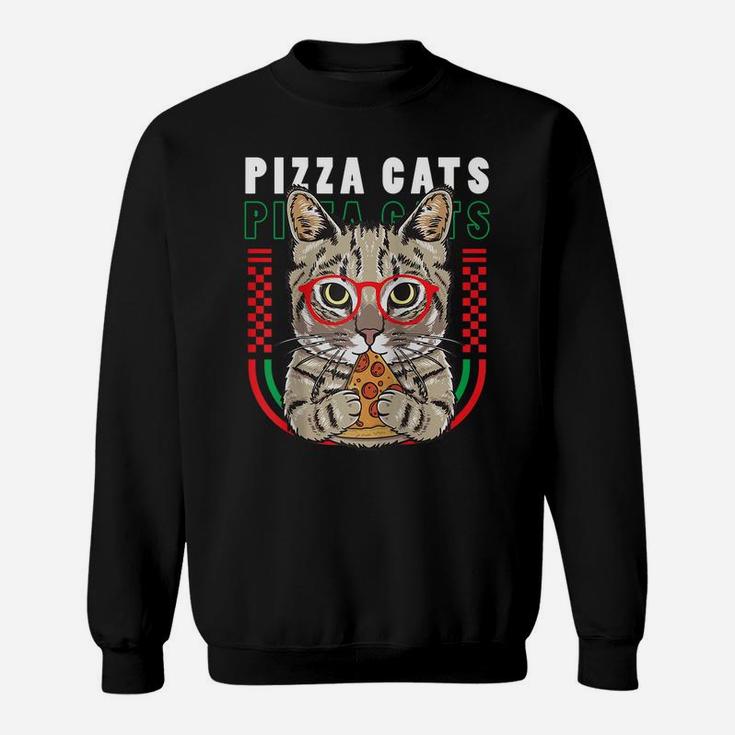 Cat Pizza Sunglasses Funny Cute Kitten Cat Lovers Girl Women Raglan Baseball Tee Sweatshirt