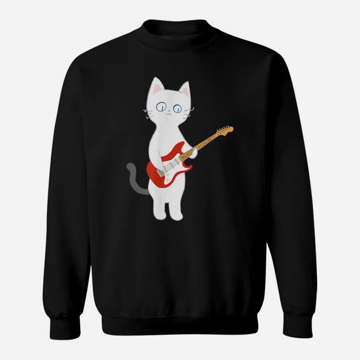Cat Playing Electric Guitar Sweatshirt