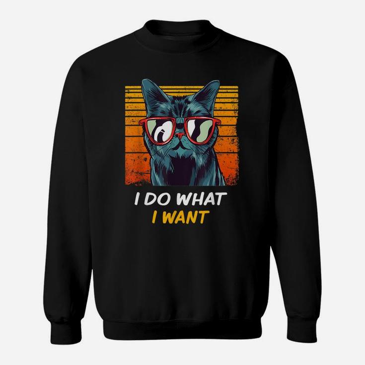 Cat Tshirt Men Women Funny I Do What I Want Retro Clothes Sweatshirt