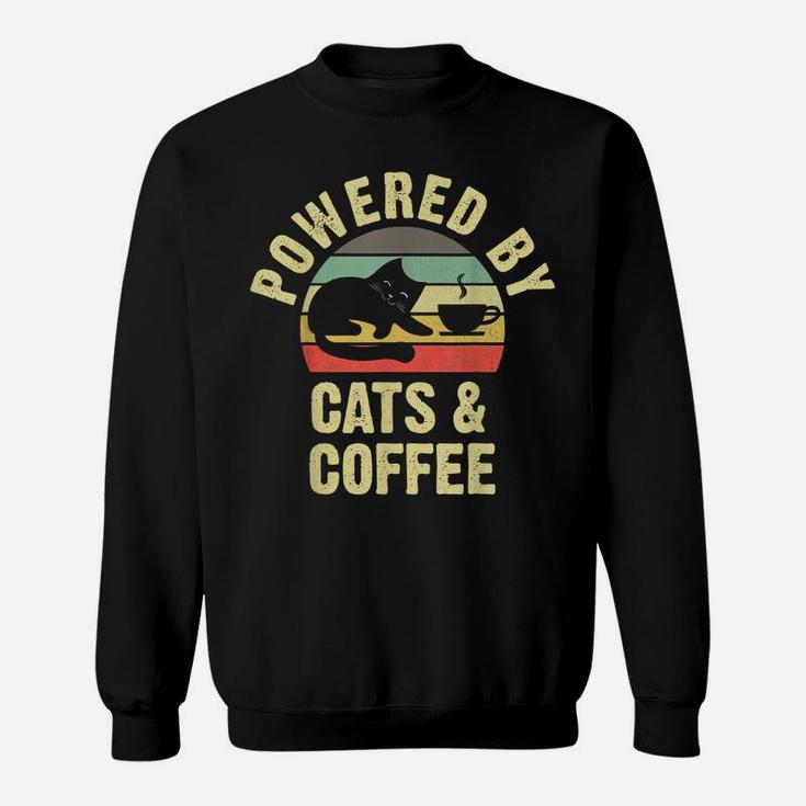 Cats & Coffee Lovers Funny Vintage Cat Kitty Kitten Lover Sweatshirt