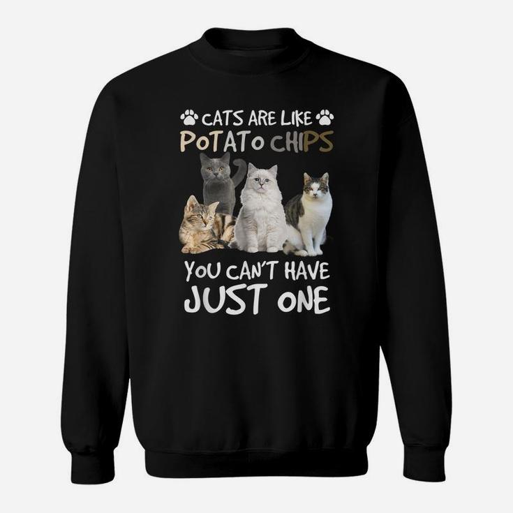 Cats Are Like Potato Chips You Can Not Have Just One Funny Sweatshirt