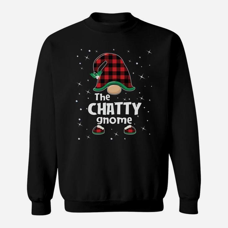 Chatty Gnome Buffalo Plaid Matching Christmas Gift Pajama Sweatshirt Sweatshirt