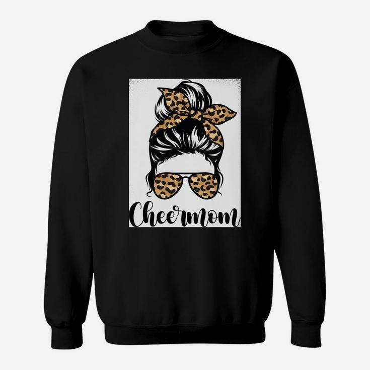 Cheer Mom Leopard Messy Bun Lovers Mother Soccer Lover Sweatshirt Sweatshirt